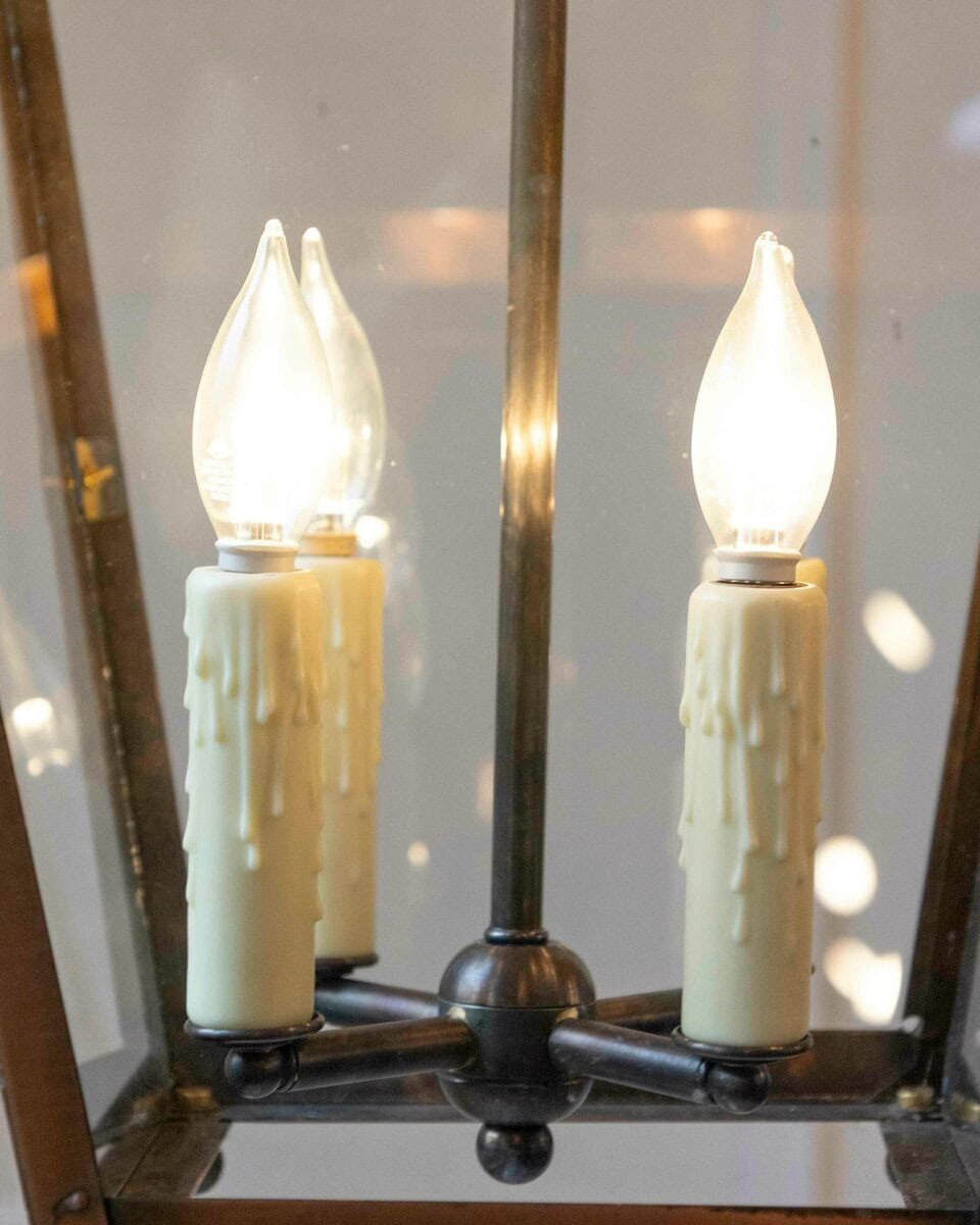 Pair of Early 20th-Century French Copper Hanging Lanterns - JAA