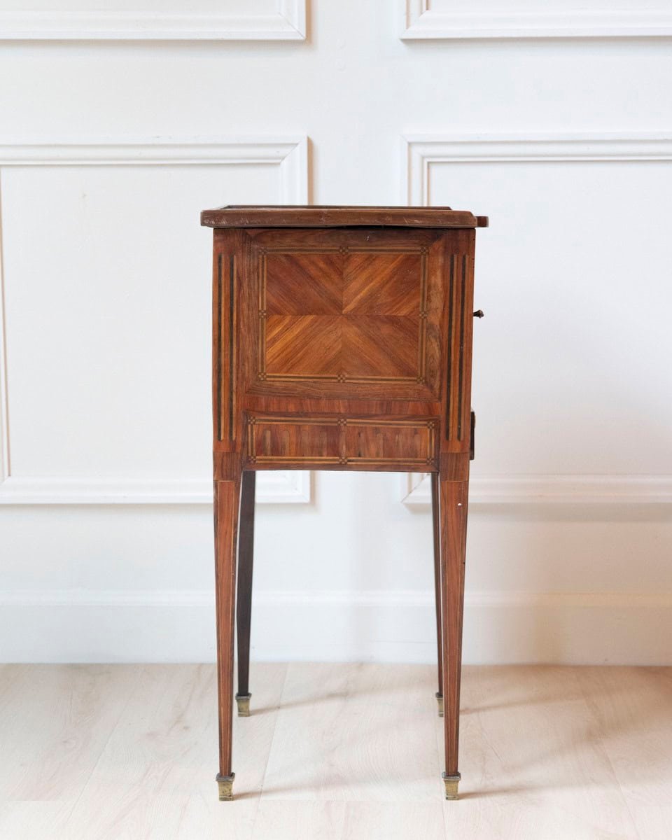 Louis XVI Style Marquetry Bedside Table - JAA