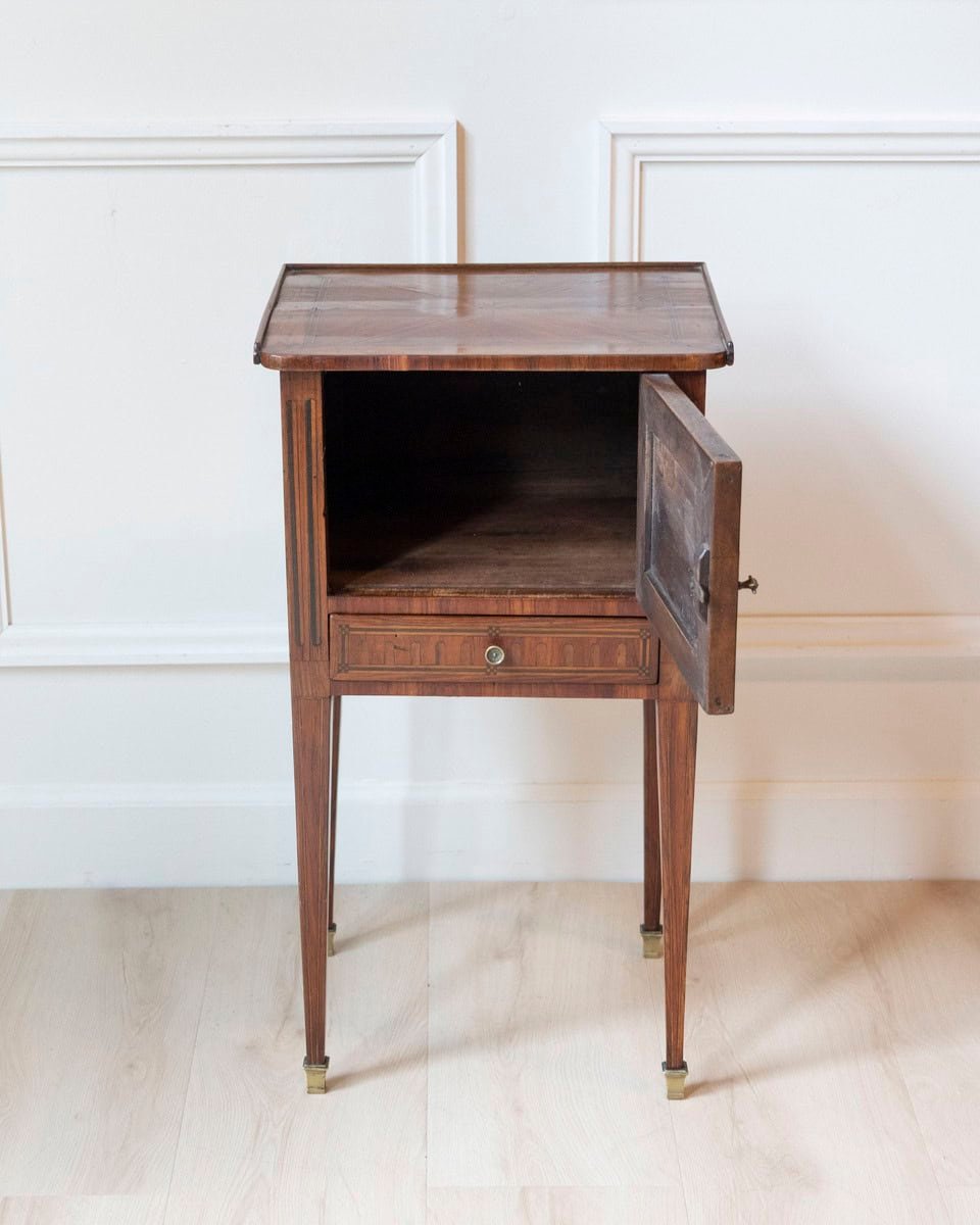 Louis XVI Style Marquetry Bedside Table - JAA