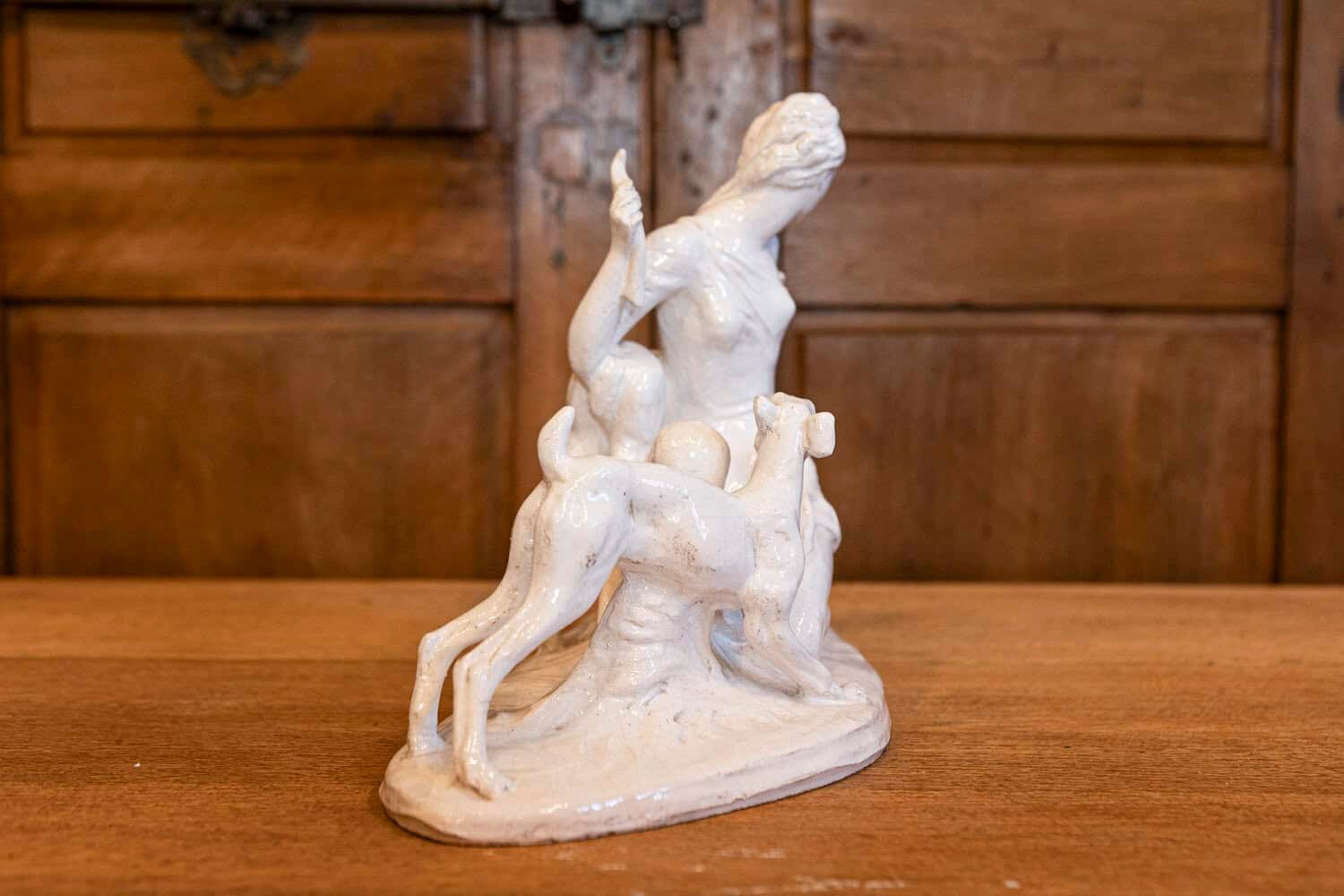 Italian 20th Century Ceramic Sculpture of Diana - JAA