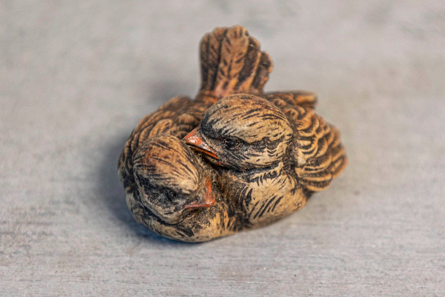 English 19th Century Victorian Carved Wooden Nesting Bird Group - JAA