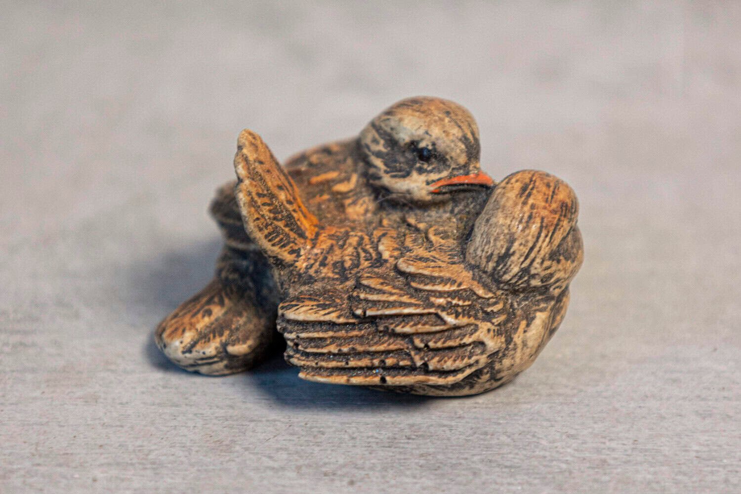 English 19th Century Victorian Carved Wooden Nesting Bird Group - JAA