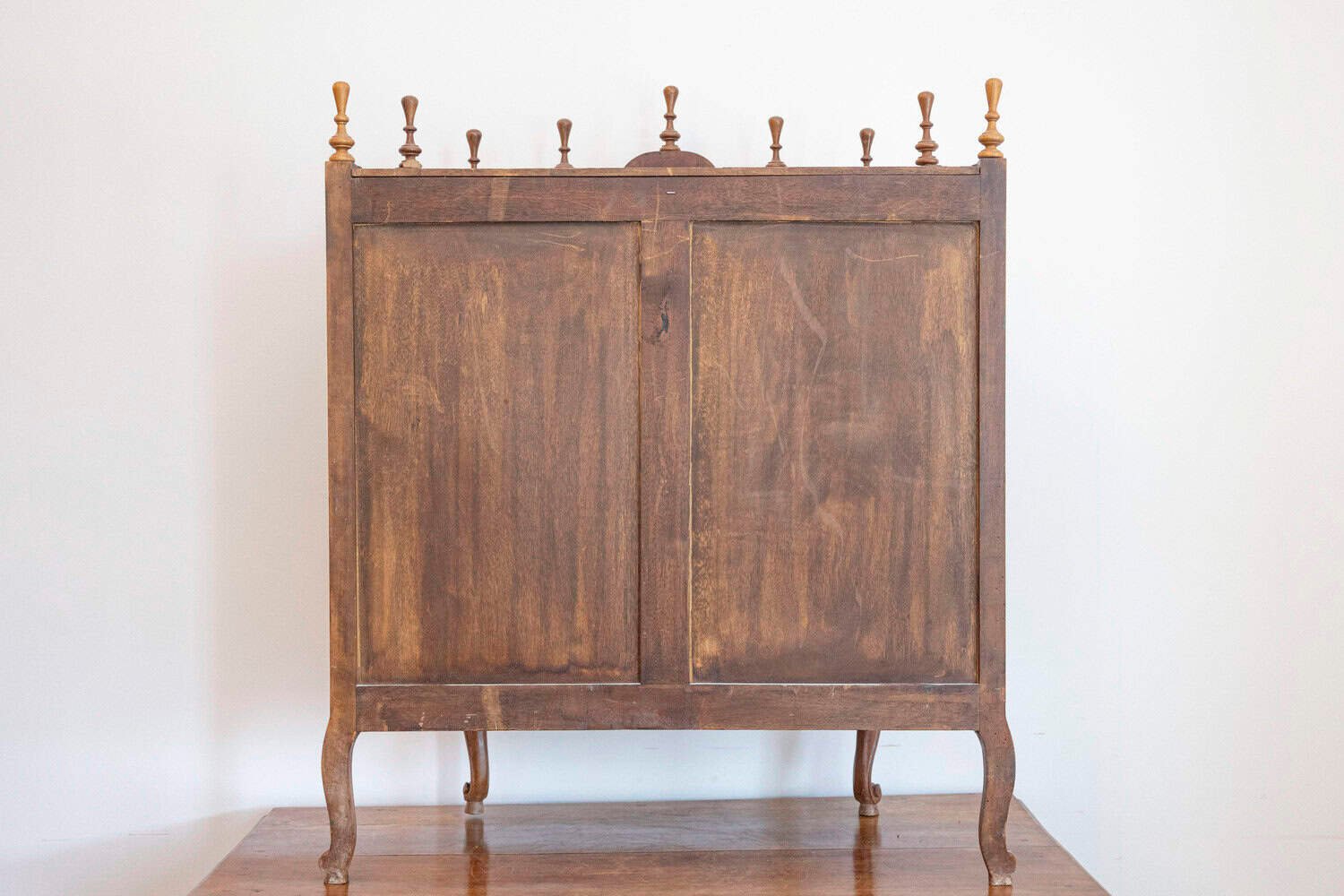 French 19th Century Louis XV Style Walnut Display Cabinet with Carved Musical Instruments - JAA