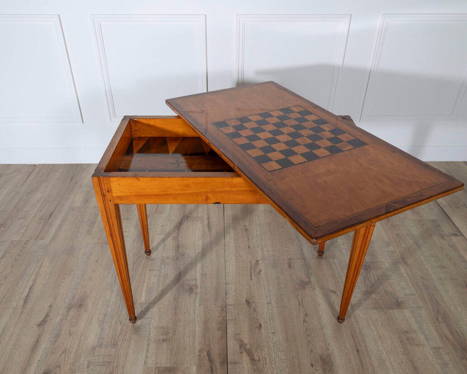 Late Gustavian Cherry and Nutwood Game Table with Checkerboard and Backgammon, circa 1840 - JAA