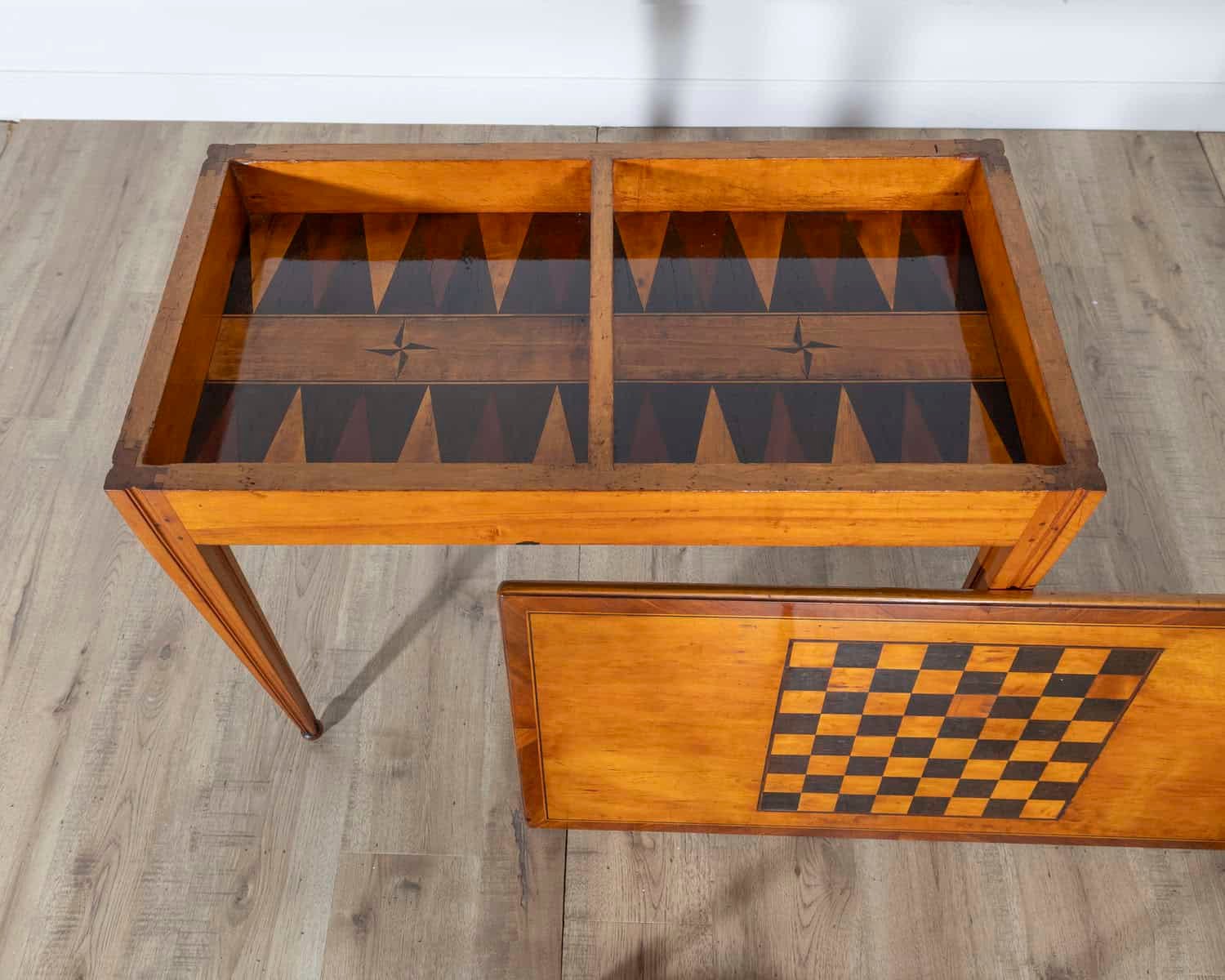 Late Gustavian Cherry and Nutwood Game Table with Checkerboard and Backgammon, circa 1840 - JAA