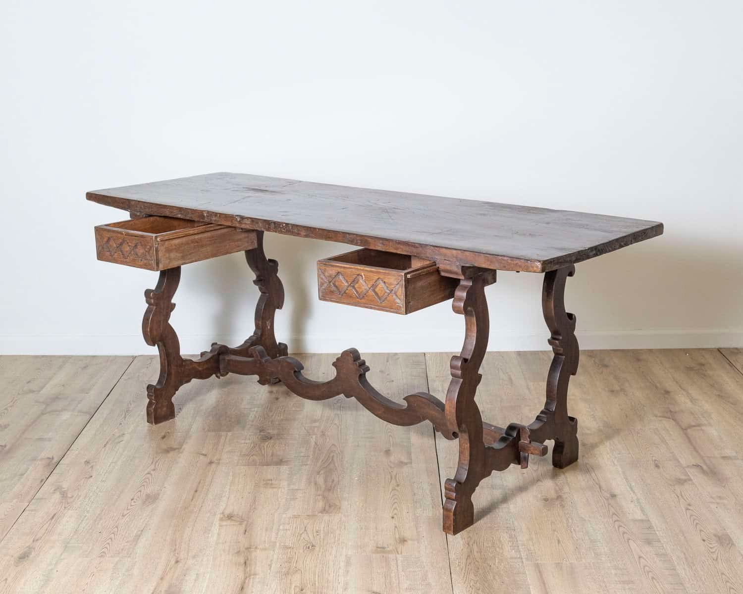 18th Century Italian Fratino Table with Single Chestnut Top and 19th Century Base - JAA