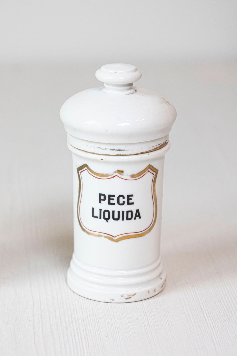 Italian 20th Century Porcelain Pharmacy Jars with Labels - JAA