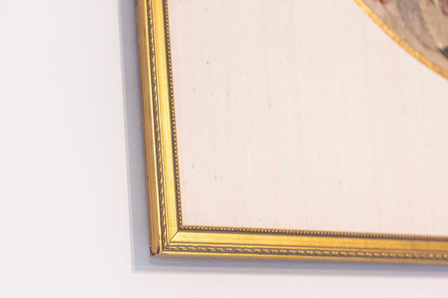 French 19th Century Framed Needlepoint Tapestry with Ribbon and Floral Décor - JAA