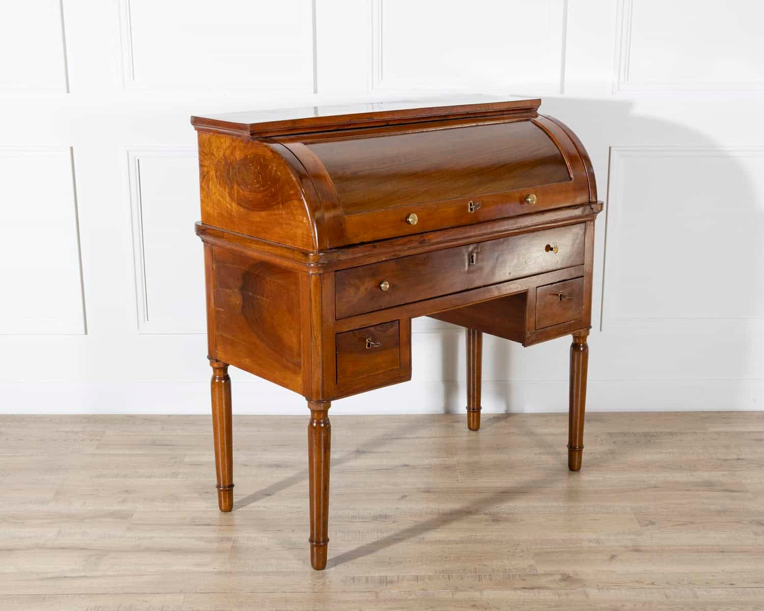 19th-Century Italian Charles X Walnut Cylinder Desk - JAA