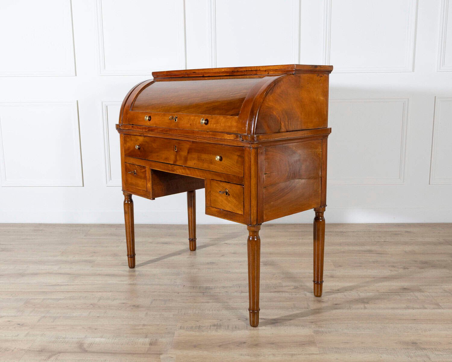 19th-Century Italian Charles X Walnut Cylinder Desk - JAA