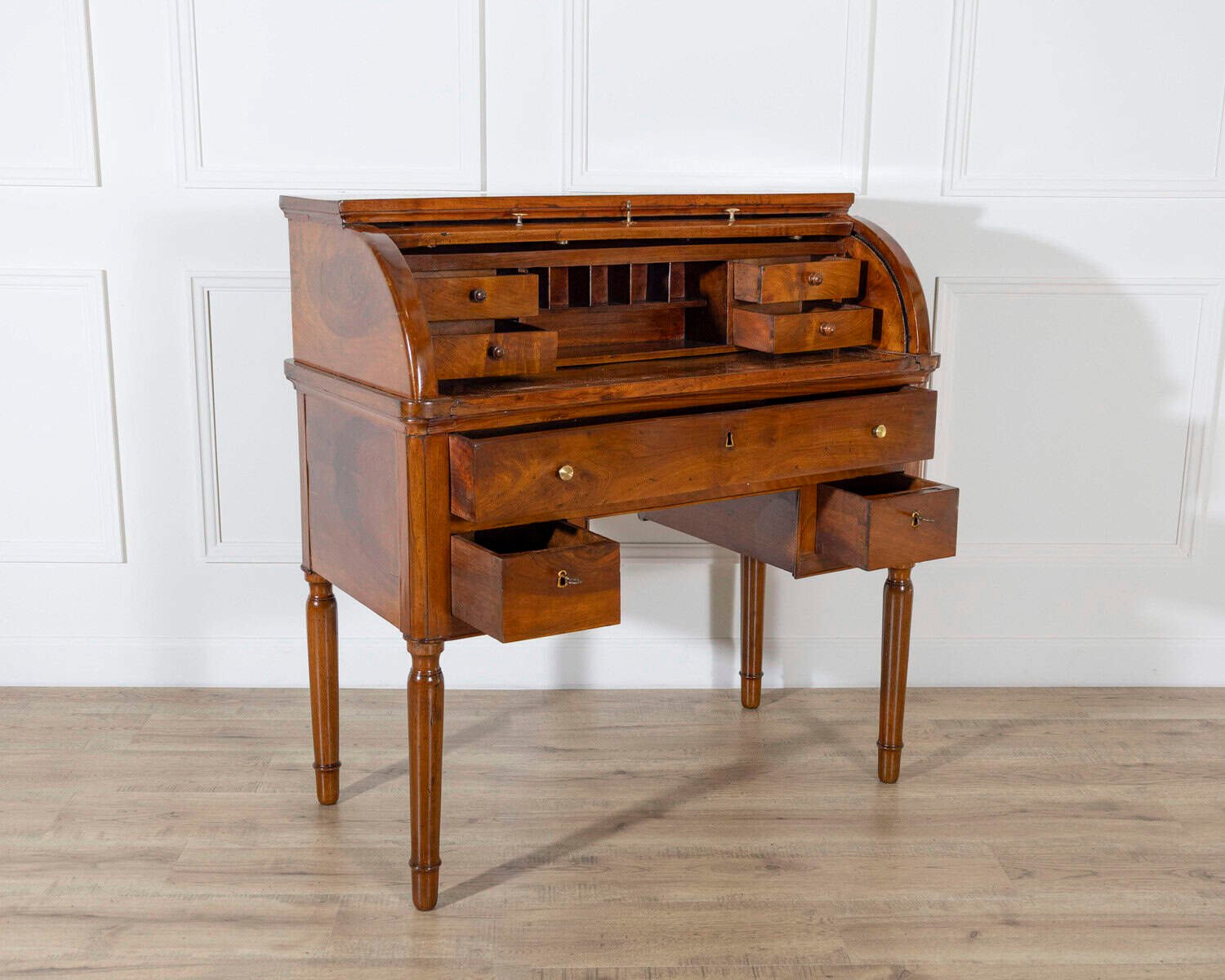 19th-Century Italian Charles X Walnut Cylinder Desk - JAA