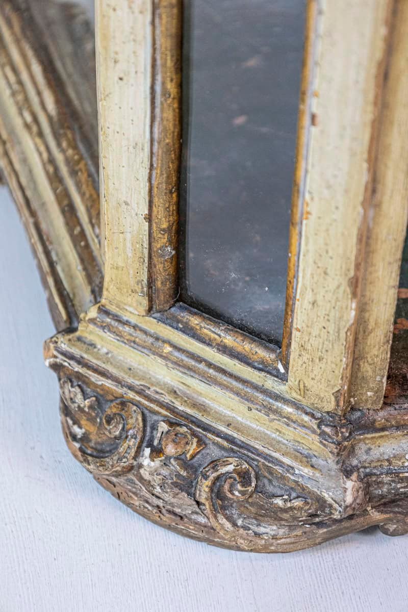 Petite 18th Century Venetian Painted Wood Rococo Vitrine with Carved Crest - JAA