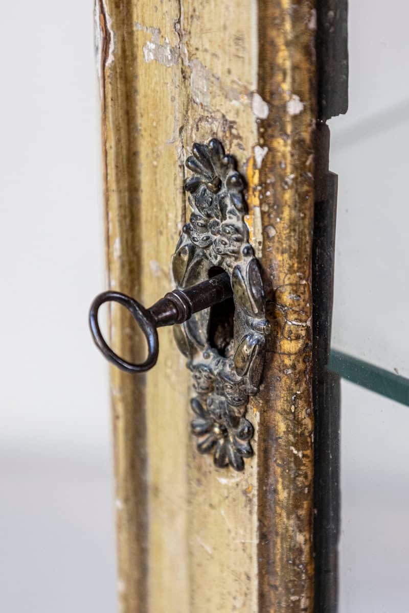 Petite 18th Century Venetian Painted Wood Rococo Vitrine with Carved Crest - JAA