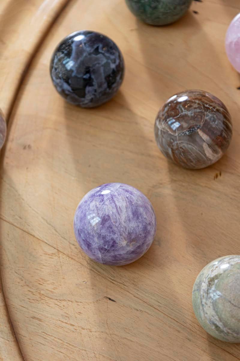 19th-Century French Solitaire Game Table with Hand-Carved Marble Spheres - JAA