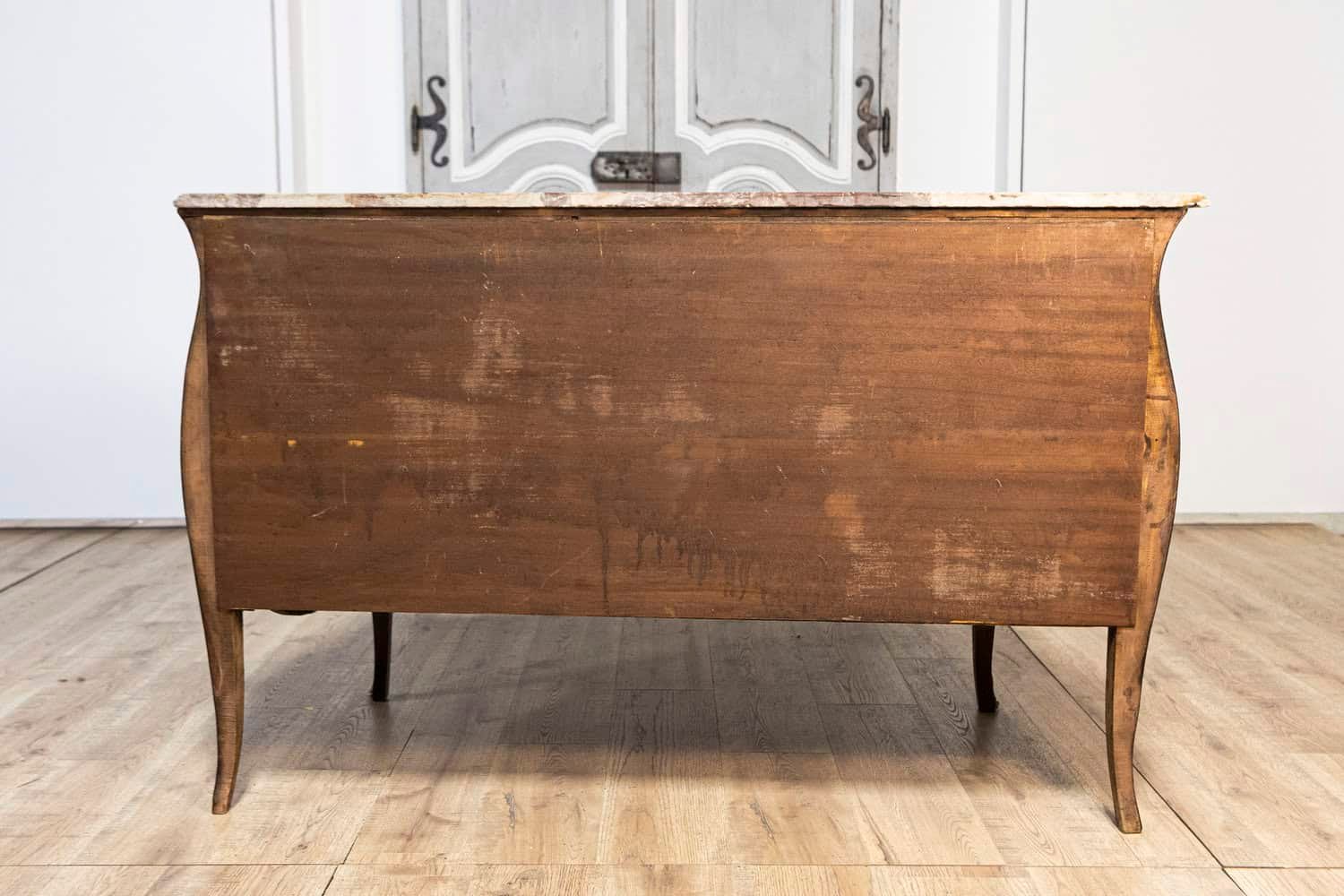 Italian Early 20th Century Rococo Style Walnut Commodes with Marble Tops, Pair, c.1900 - JAA