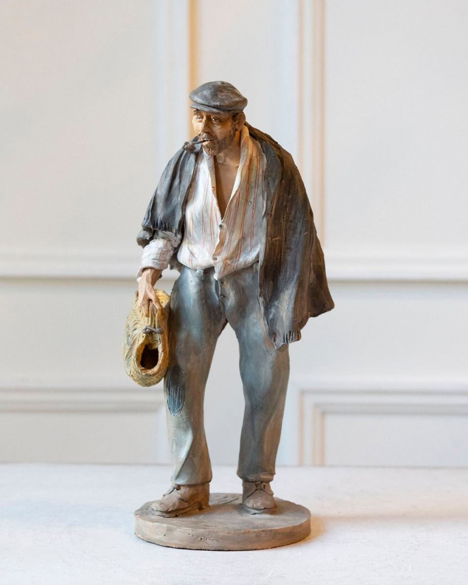 Italian 1968 Caltagirone Polychrome Terracotta Sculpture by Gaetano Romano - JAA