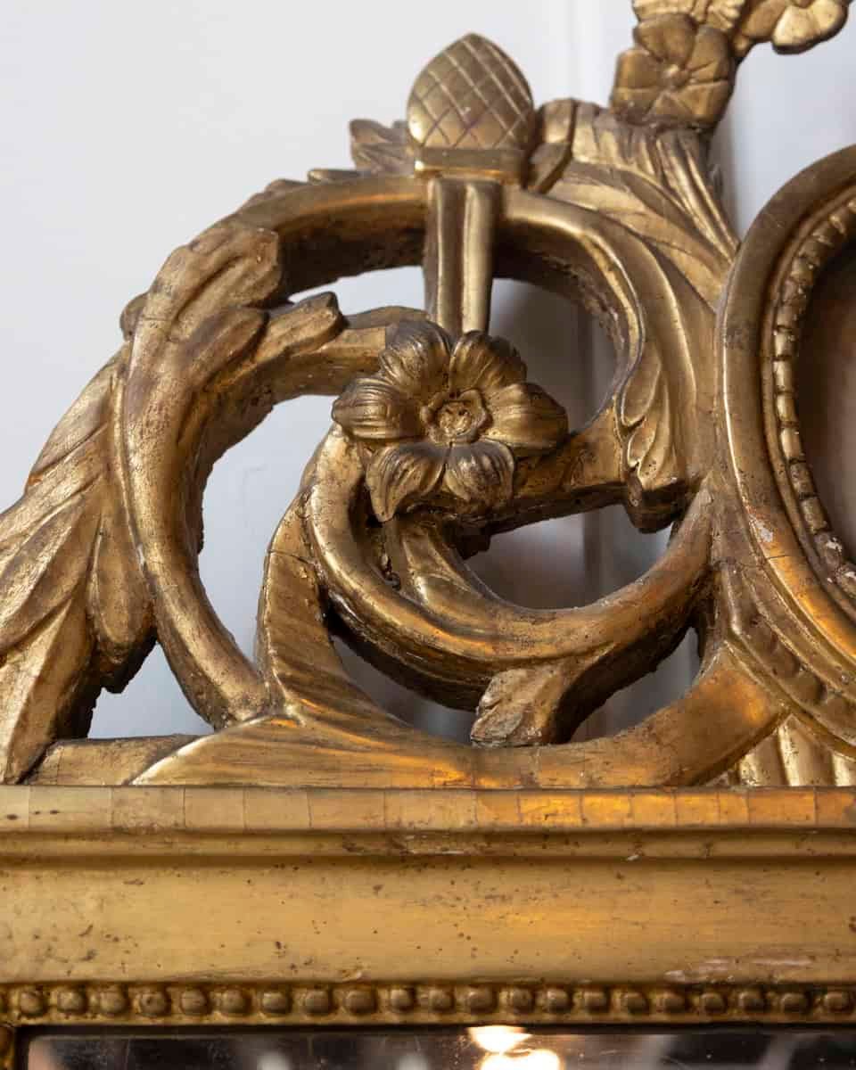 French 18th Century Louis XVI Giltwood Mirror with Cherub Medallion - JAA