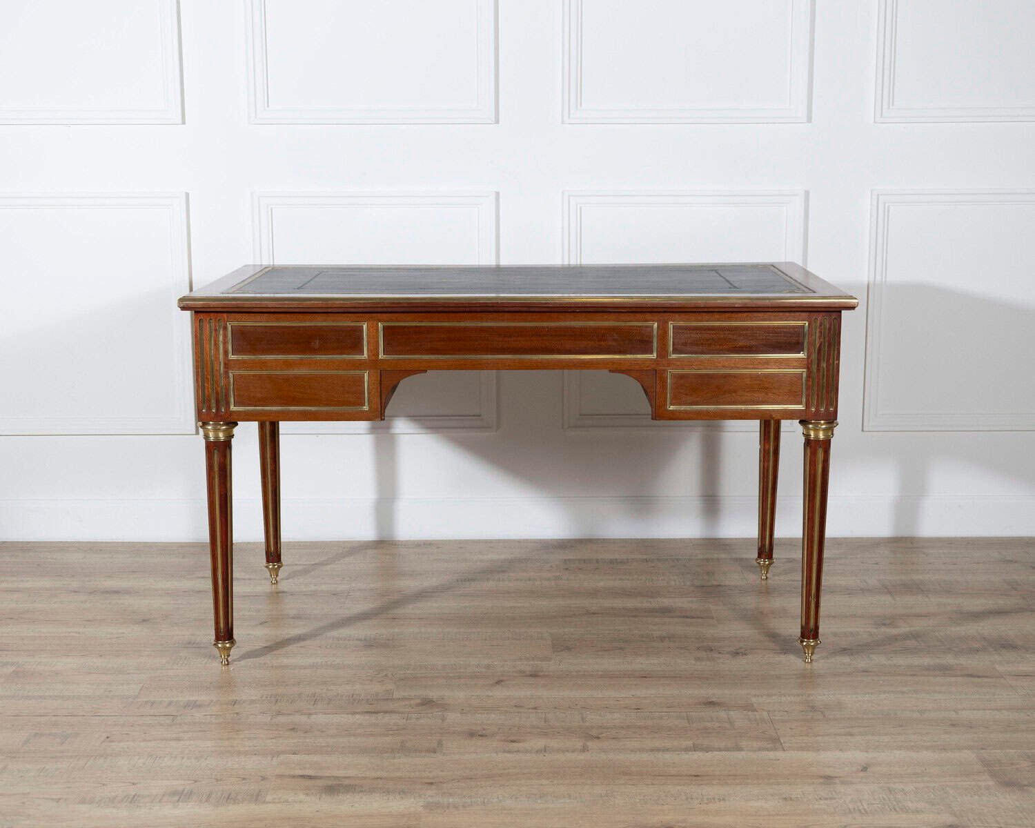 19th Century Louis XVI–Style Mahogany Double-Sided Desk with Leather Top - JAA