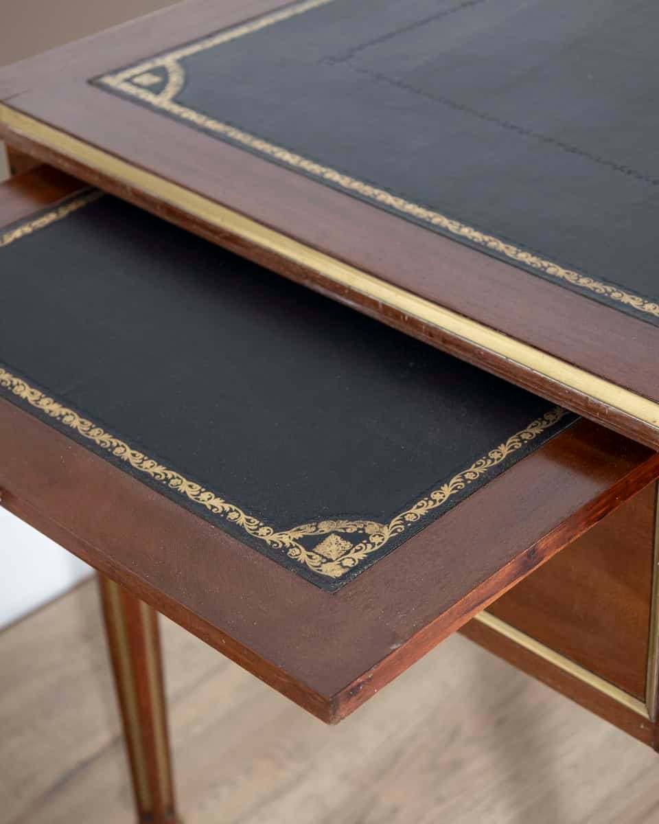 19th Century Louis XVI–Style Mahogany Double-Sided Desk with Leather Top - JAA