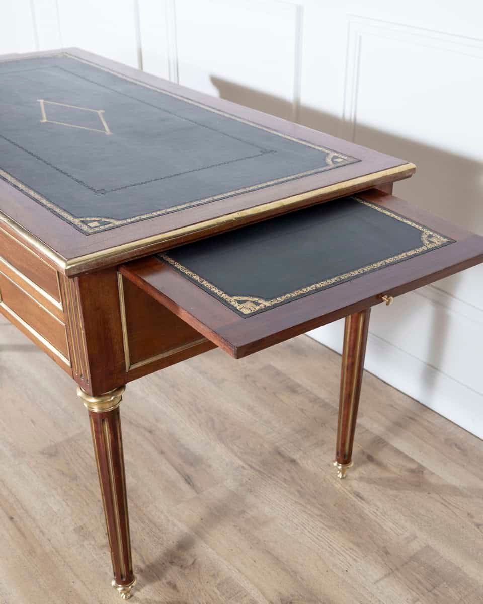 19th Century Louis XVI–Style Mahogany Double-Sided Desk with Leather Top - JAA
