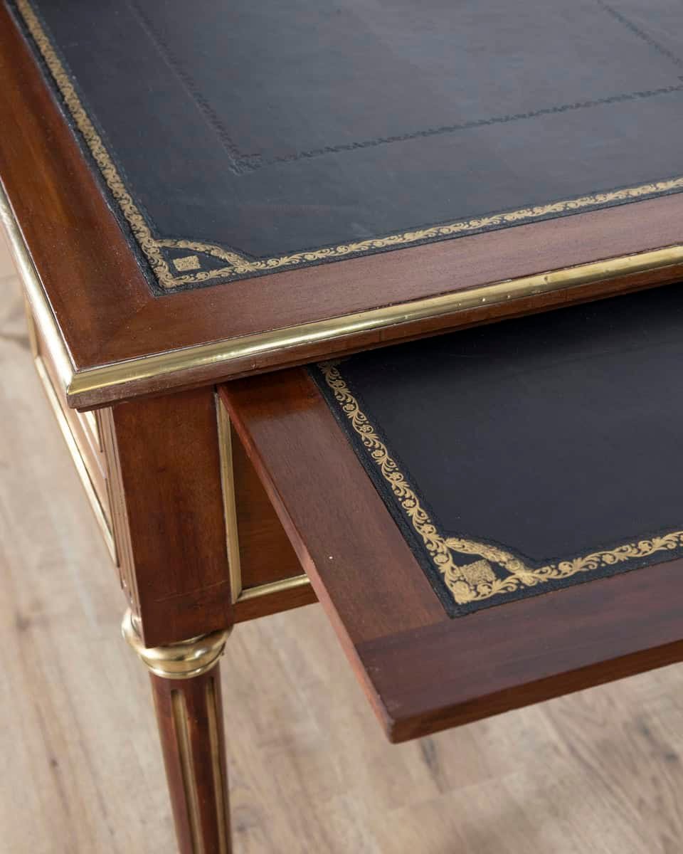 19th Century Louis XVI–Style Mahogany Double-Sided Desk with Leather Top - JAA
