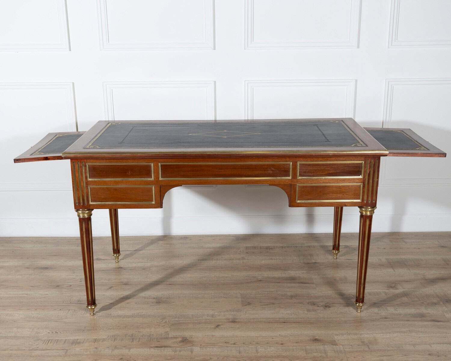 19th Century Louis XVI–Style Mahogany Double-Sided Desk with Leather Top - JAA