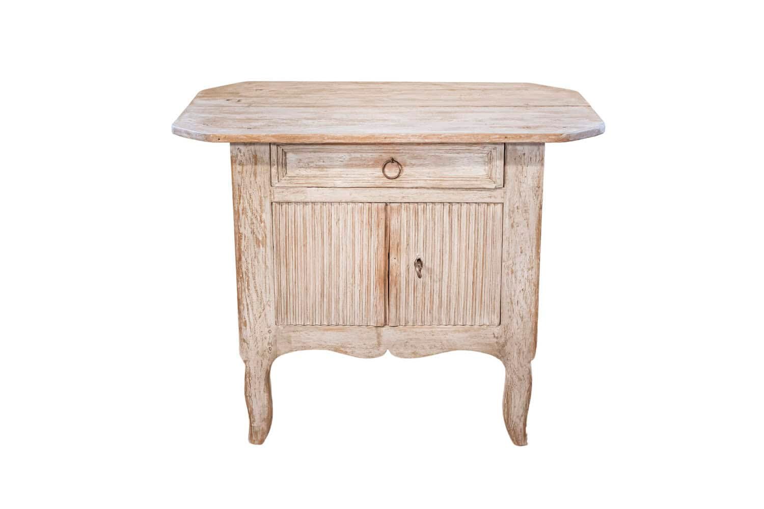 Small Swedish Transitional 1790s Painted Sideboard with Drawer and Double Doors