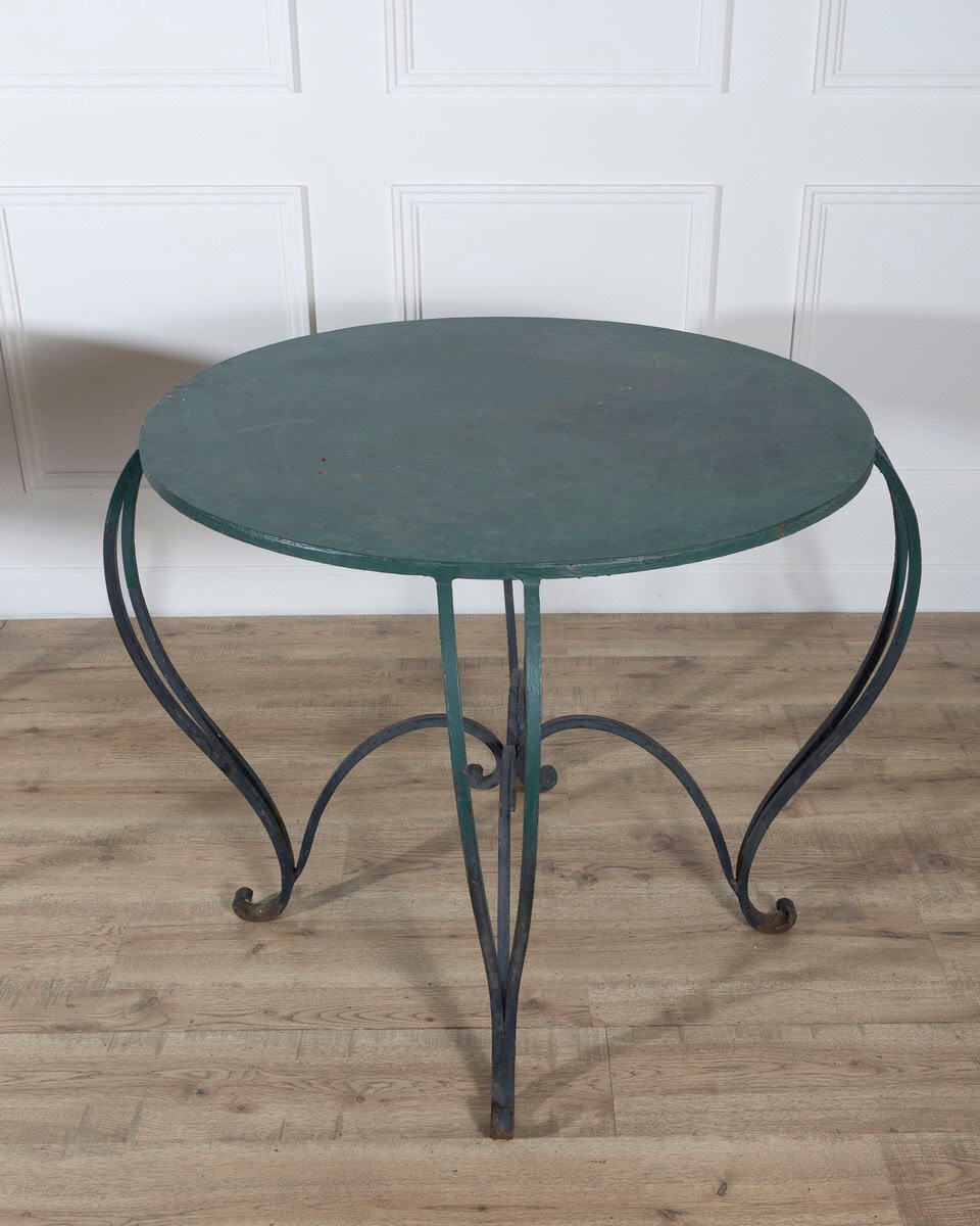 Pair of Late 19th / Early 20th-Century Lacquered Iron Round Tables - JAA