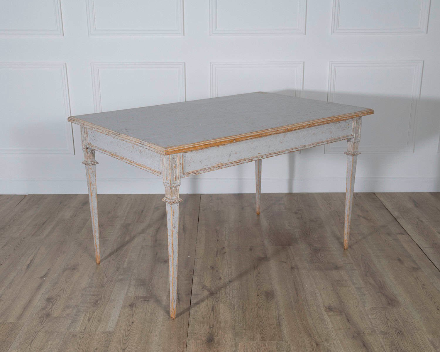 Pair of Gustavian Style Painted Tables, Repainted in Light Gray - JAA