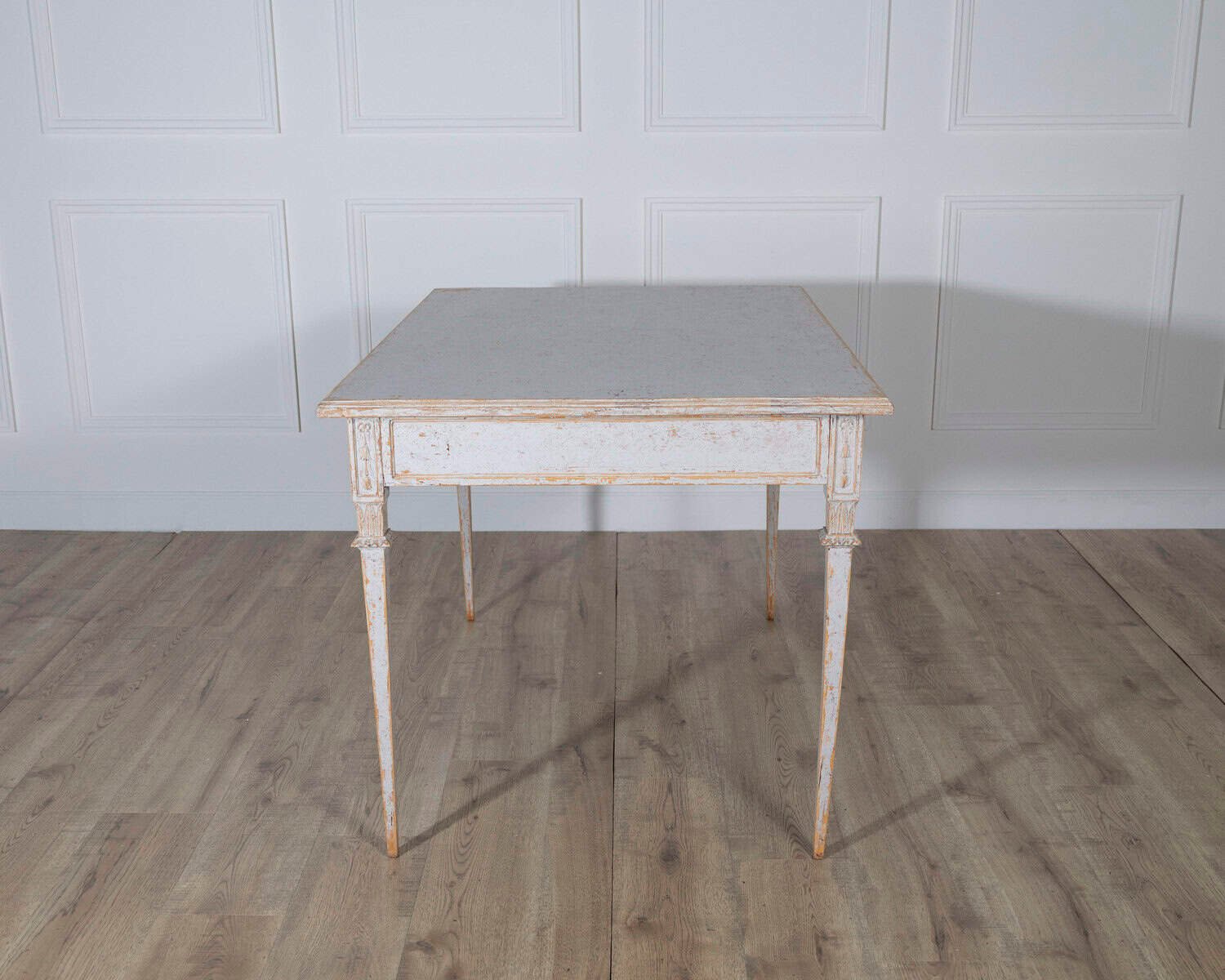 Pair of Gustavian Style Painted Tables, Repainted in Light Gray - JAA