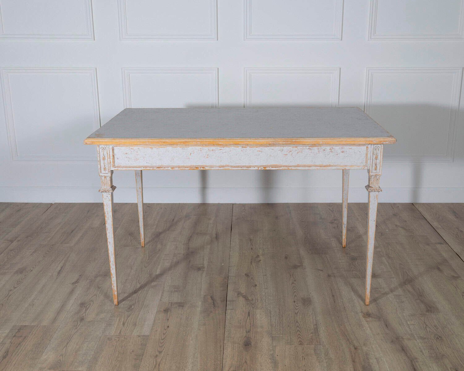 Pair of Gustavian Style Painted Tables, Repainted in Light Gray - JAA