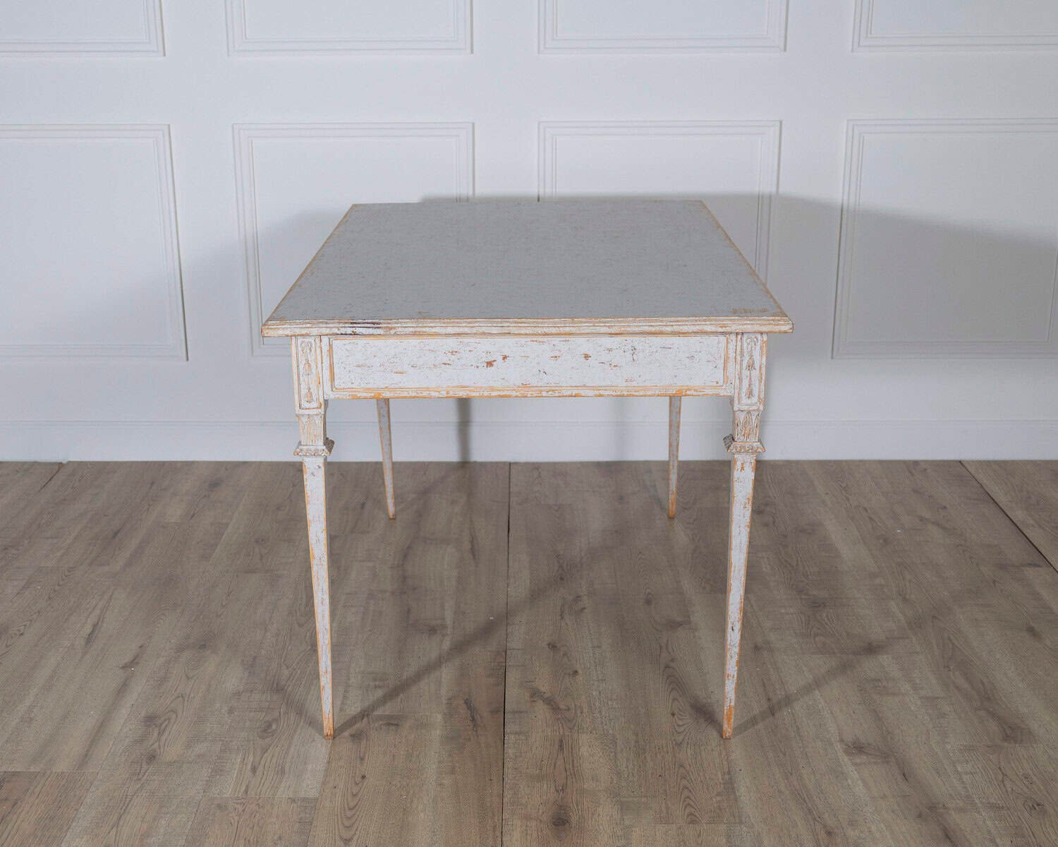 Pair of Gustavian Style Painted Tables, Repainted in Light Gray - JAA