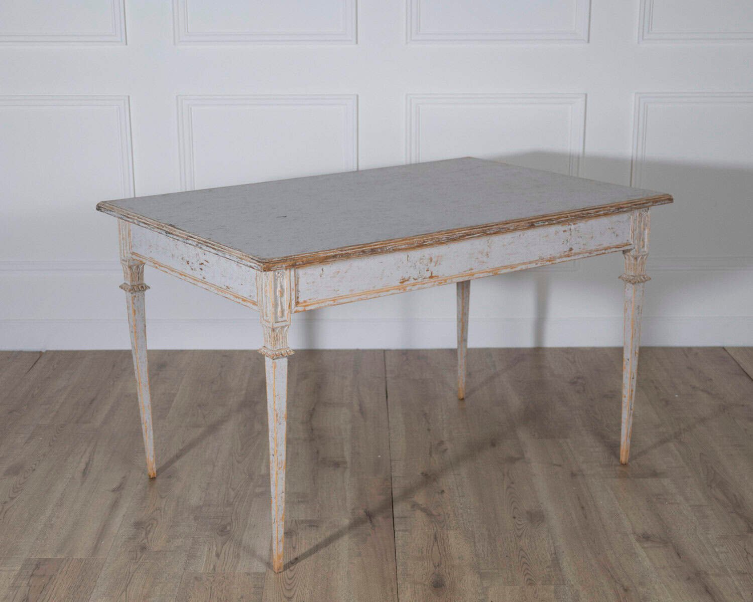 Pair of Gustavian Style Painted Tables, Repainted in Light Gray - JAA