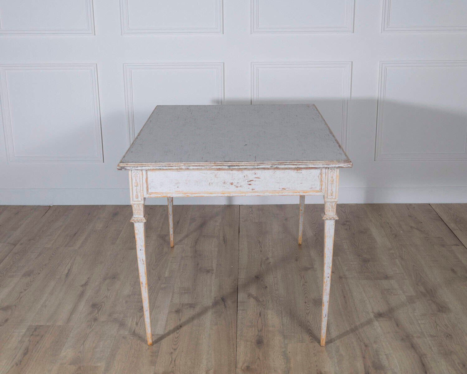 Pair of Gustavian Style Painted Tables, Repainted in Light Gray - JAA