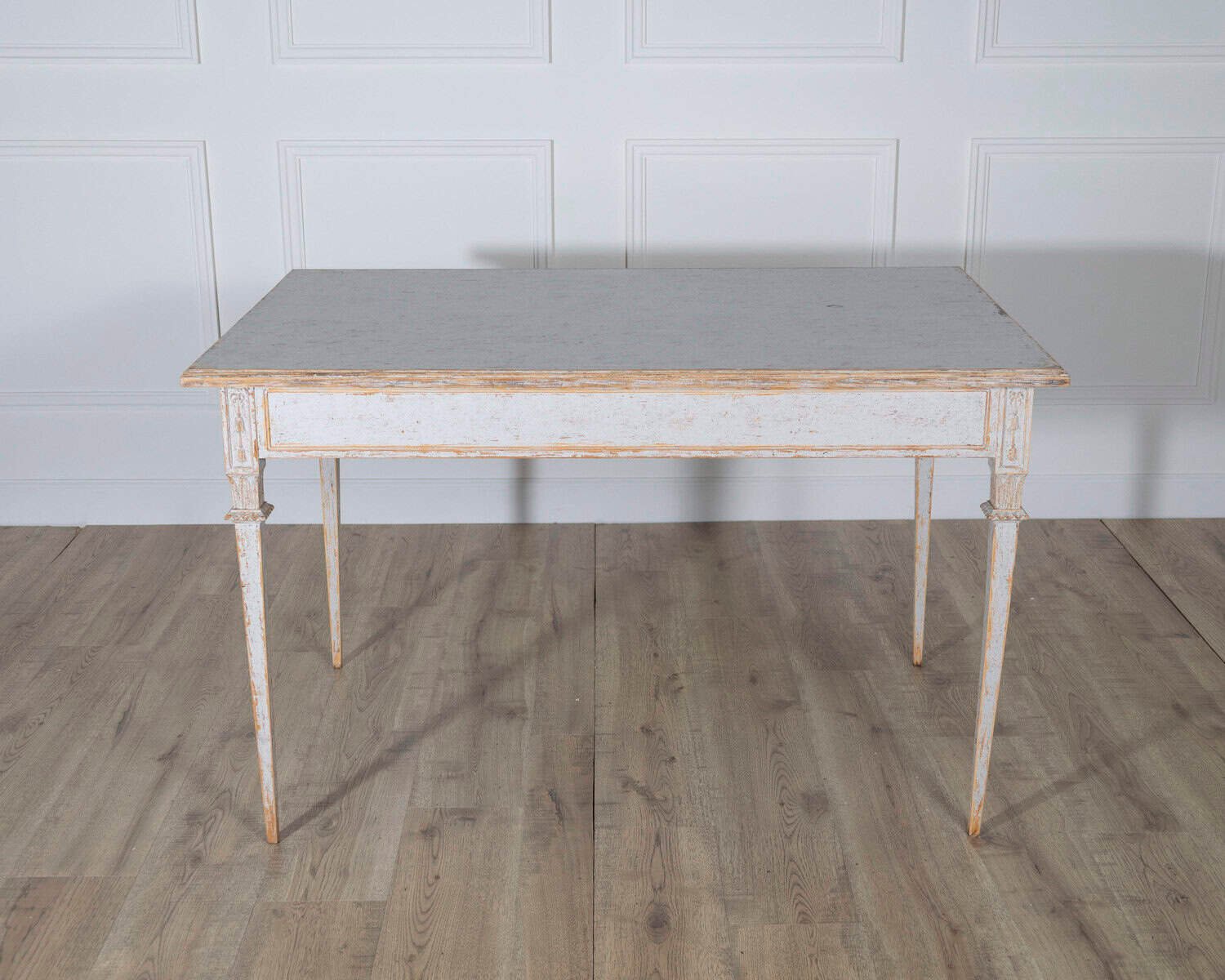 Pair of Gustavian Style Painted Tables, Repainted in Light Gray - JAA