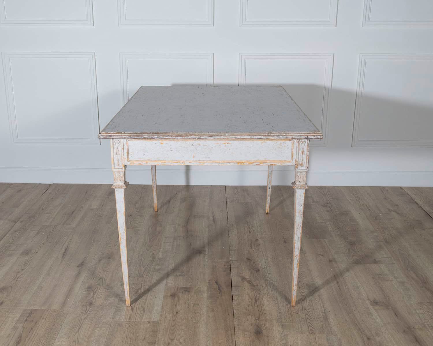 Pair of Gustavian Style Painted Tables, Repainted in Light Gray - JAA