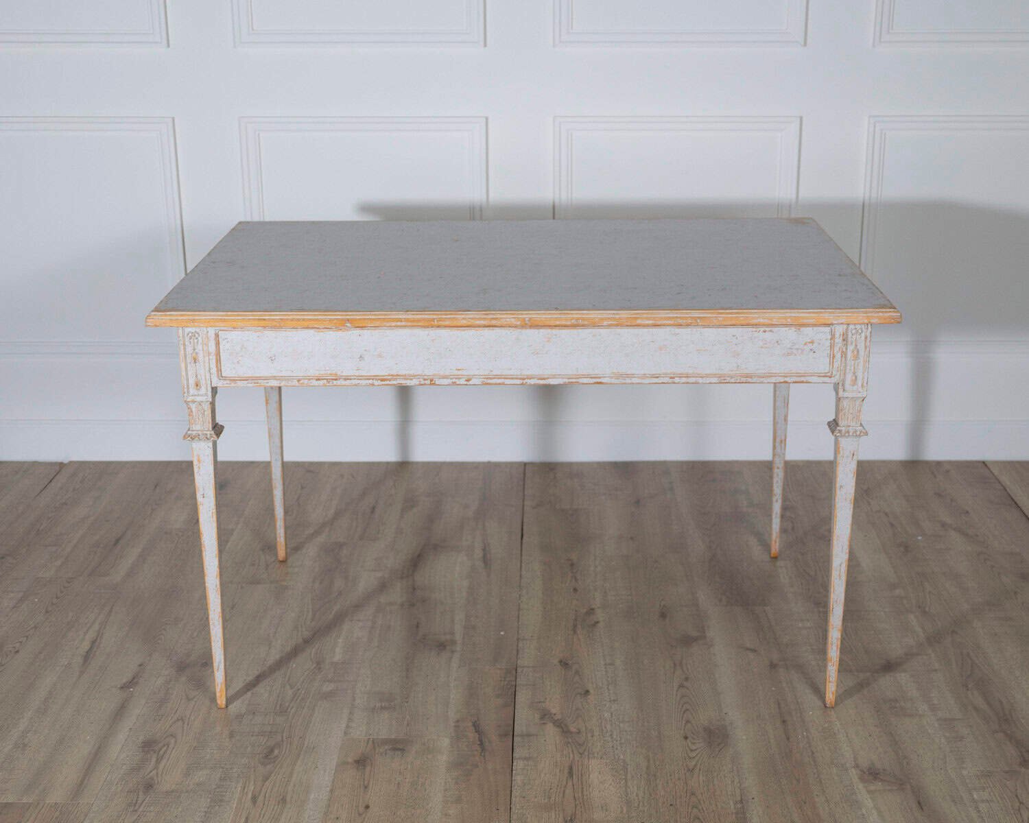Pair of Gustavian Style Painted Tables, Repainted in Light Gray - JAA
