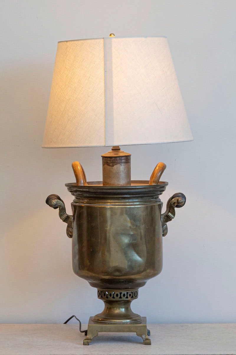 Late 19th Century Russian Brass Samovar Lamp - JAA