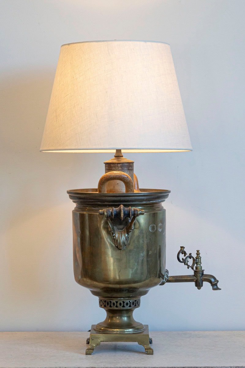 Late 19th Century Russian Brass Samovar Lamp - JAA