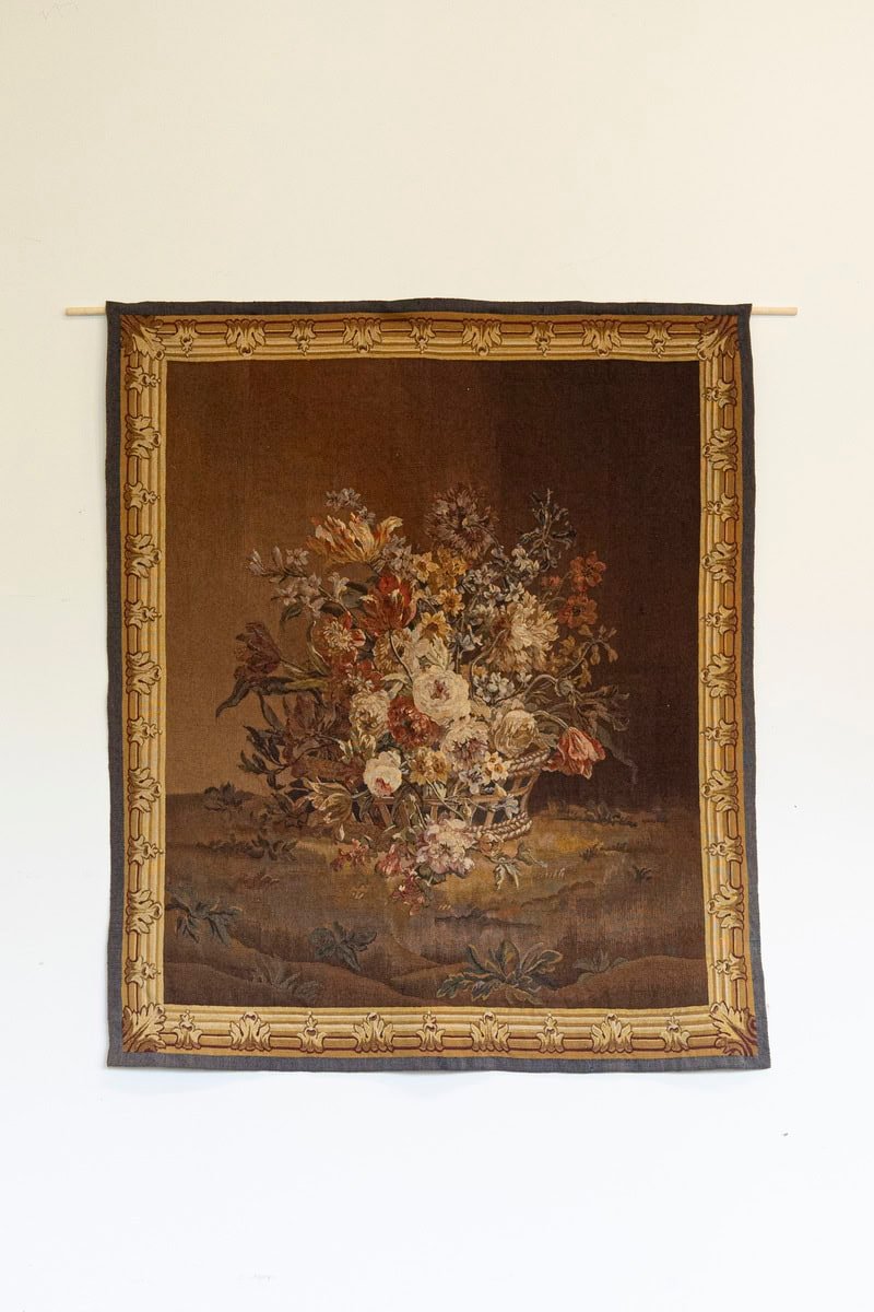 French 19th Century Aubusson Tapestry Depicting a Lively Bouquet of Flowers - JAA