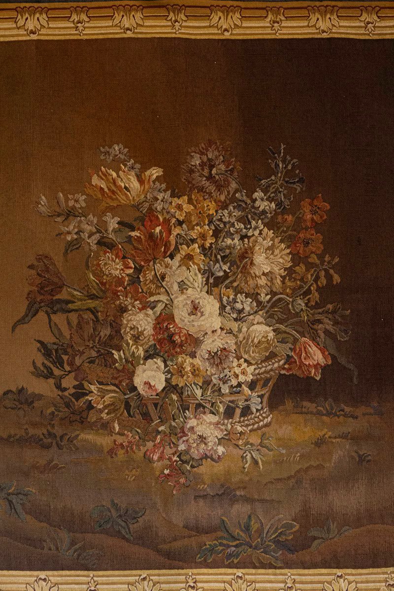 French 19th Century Aubusson Tapestry Depicting a Lively Bouquet of Flowers - JAA