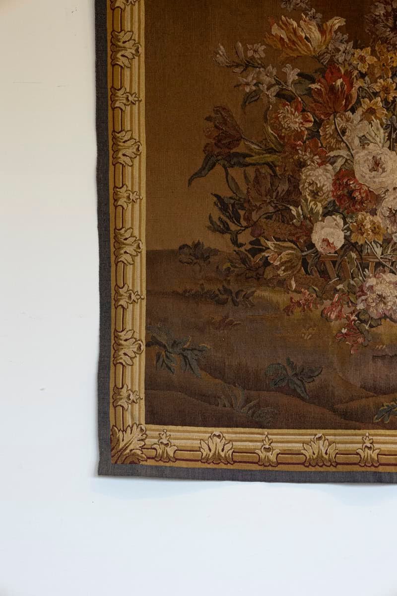 French 19th Century Aubusson Tapestry Depicting a Lively Bouquet of Flowers - JAA