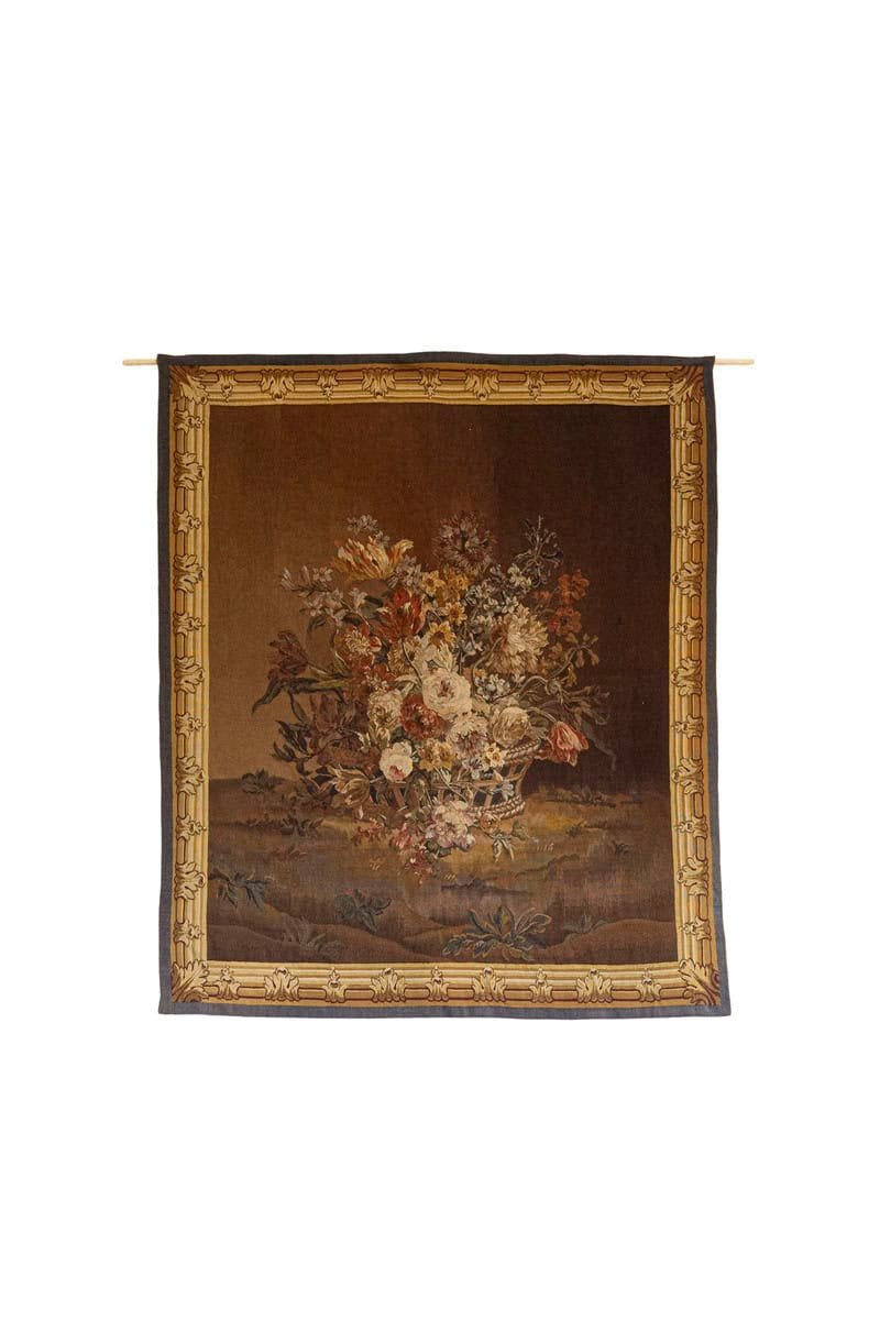 French 19th Century Aubusson Tapestry Depicting a Lively Bouquet of Flowers - JAA