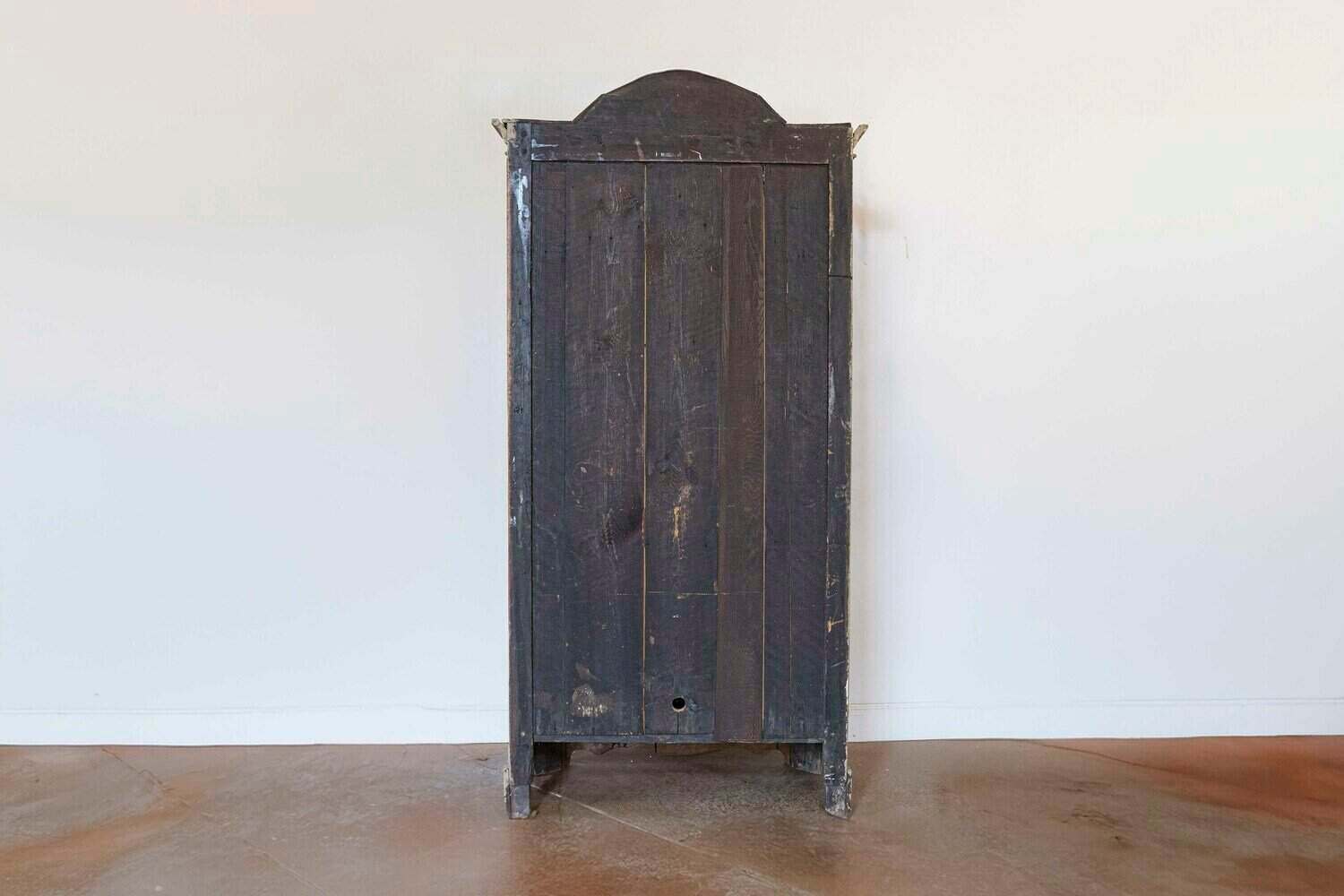 19th Century French Painted Vitrine Cabinet with Bonnet Top and Glass Door - JAA