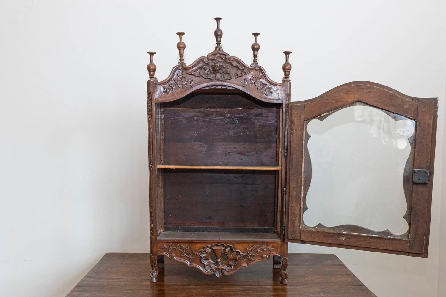 French Louis XV 18th Century Walnut Vitrine Display Cabinet with Glass Door - JAA