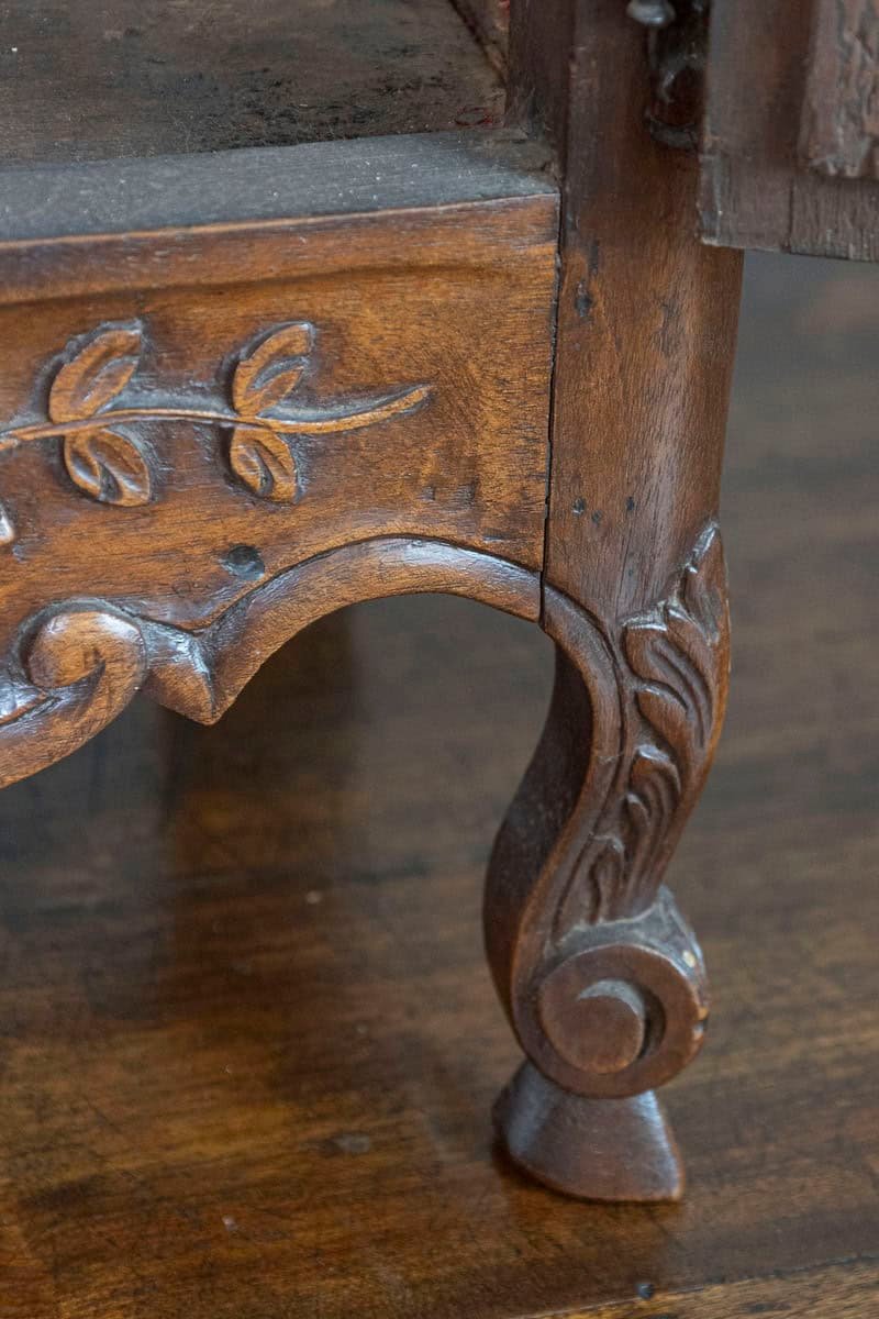 French Louis XV 18th Century Walnut Vitrine Display Cabinet with Glass Door - JAA