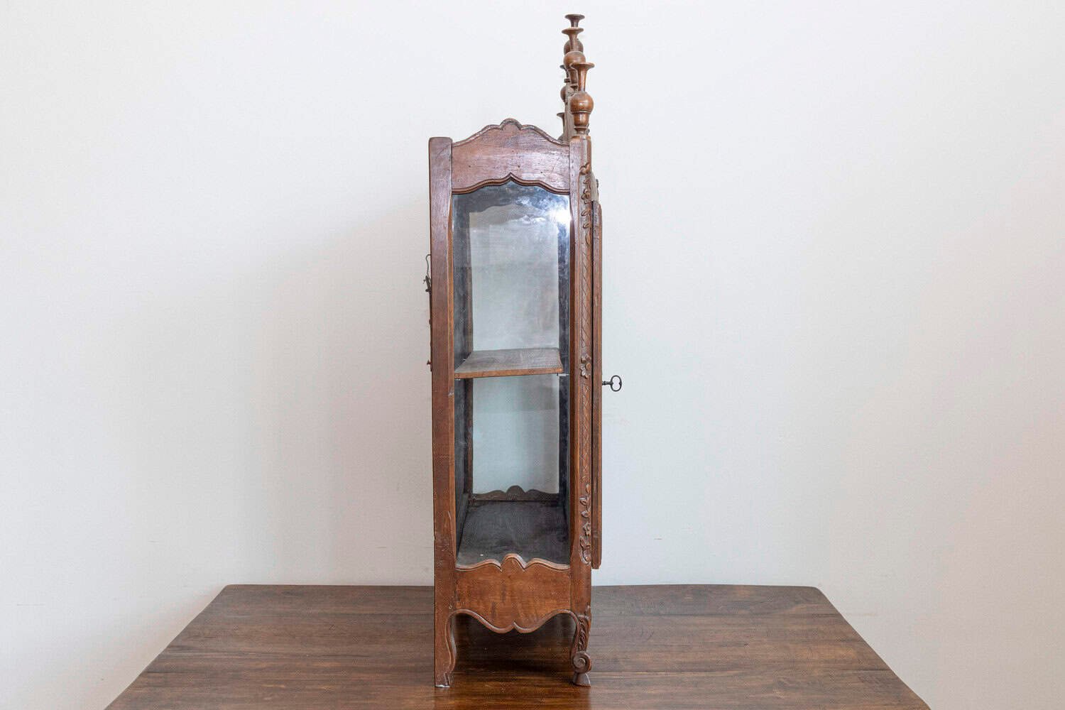 French Louis XV 18th Century Walnut Vitrine Display Cabinet with Glass Door - JAA