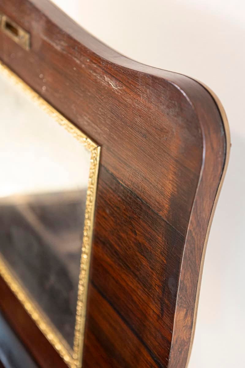 French Louis XV Style 19th Century Marquetry Dressing Table with Floral Motifs - JAA