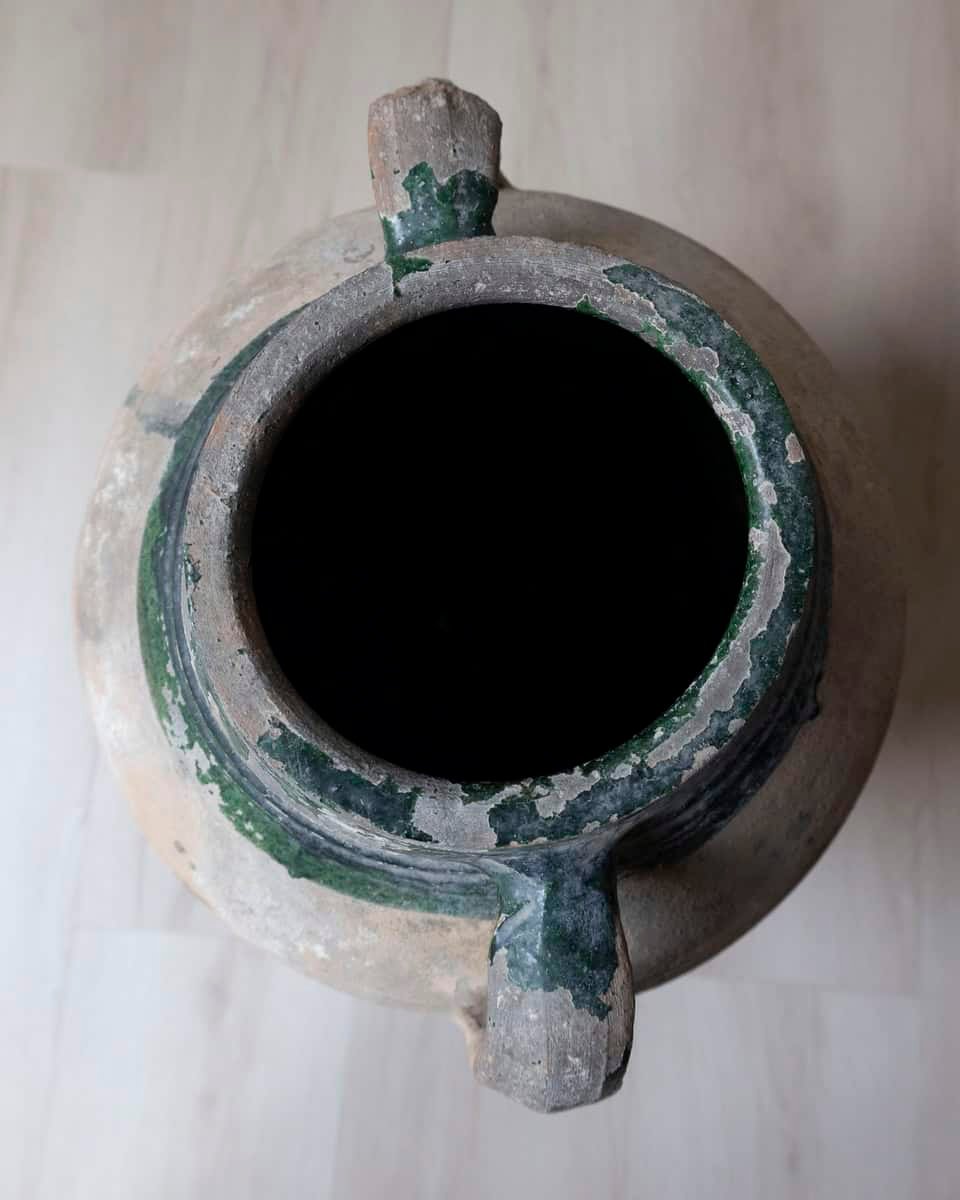 Balkan 19th Century Large Terracotta Jar with Green Drip Glaze - JAA