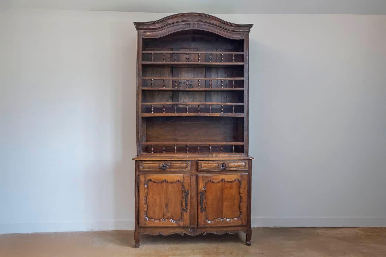 French 1790s Louis XV Style Cherry Vaisselier with Baluster Adorned Shelves - JAA